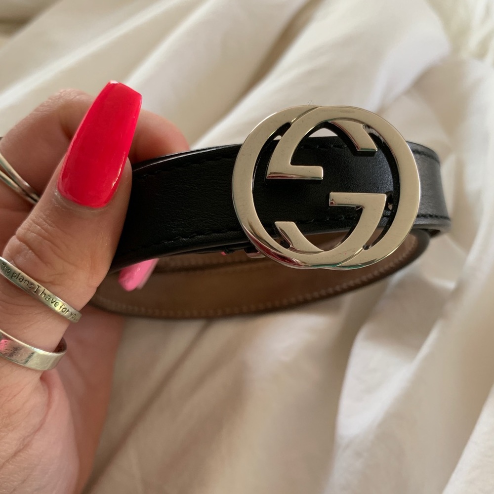 Authentic Black Leather Gucci Belt